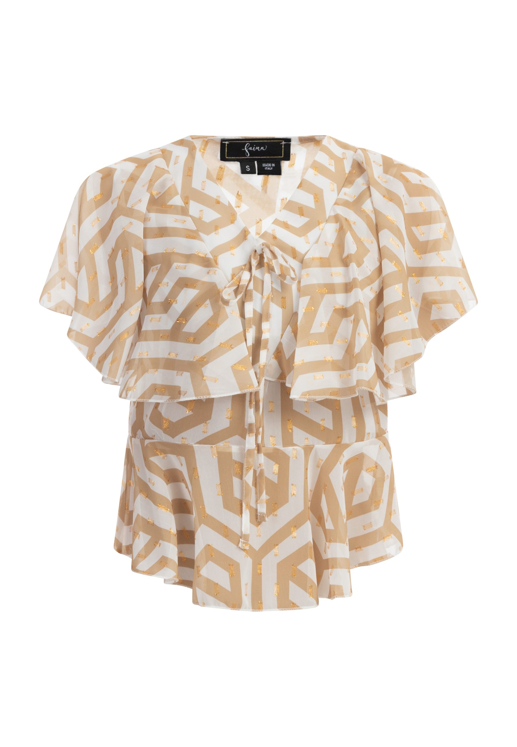 Faina Blouse Dames beige wit - maat S