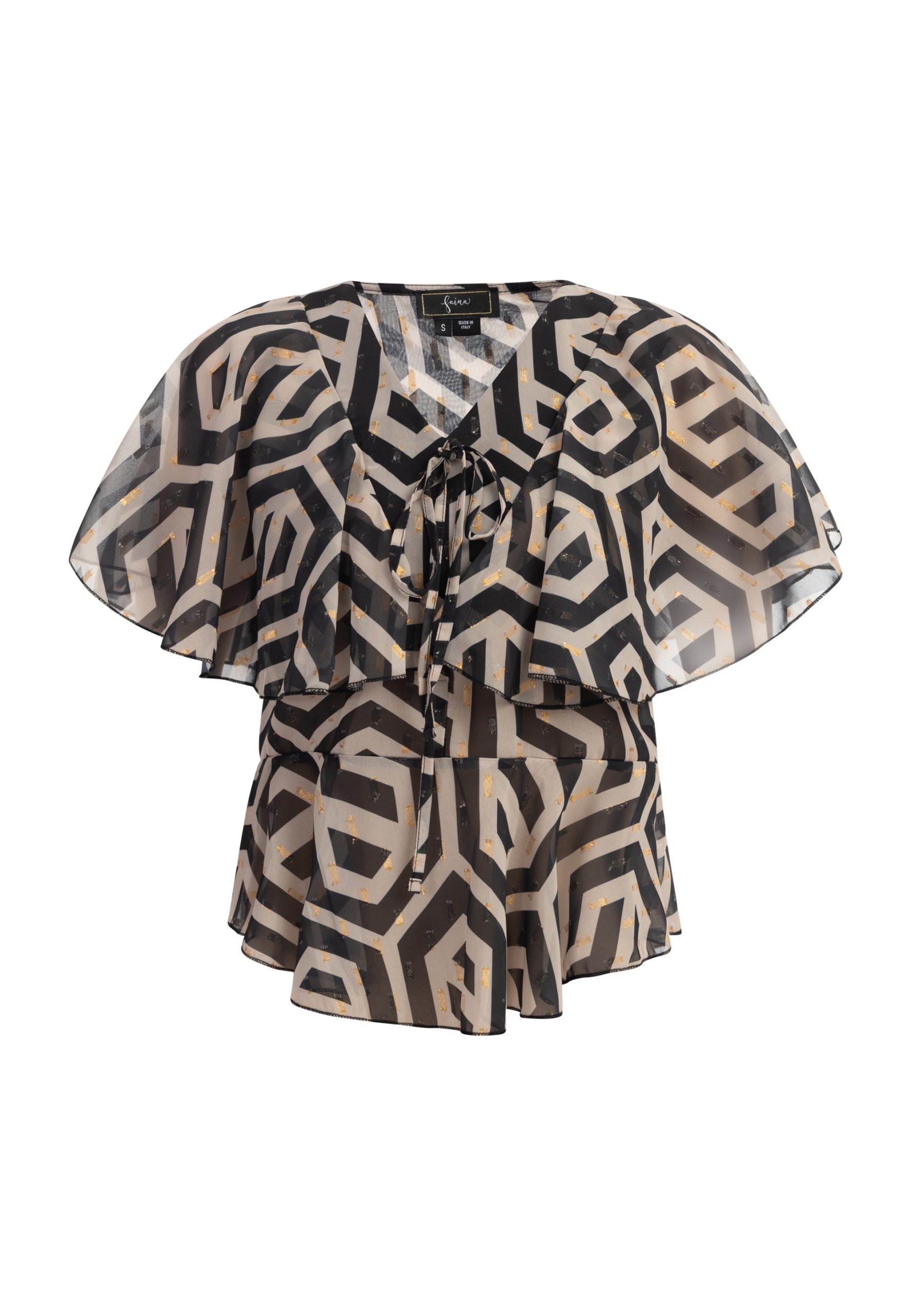 Faina Blouse Dames zwart/beige - maat M