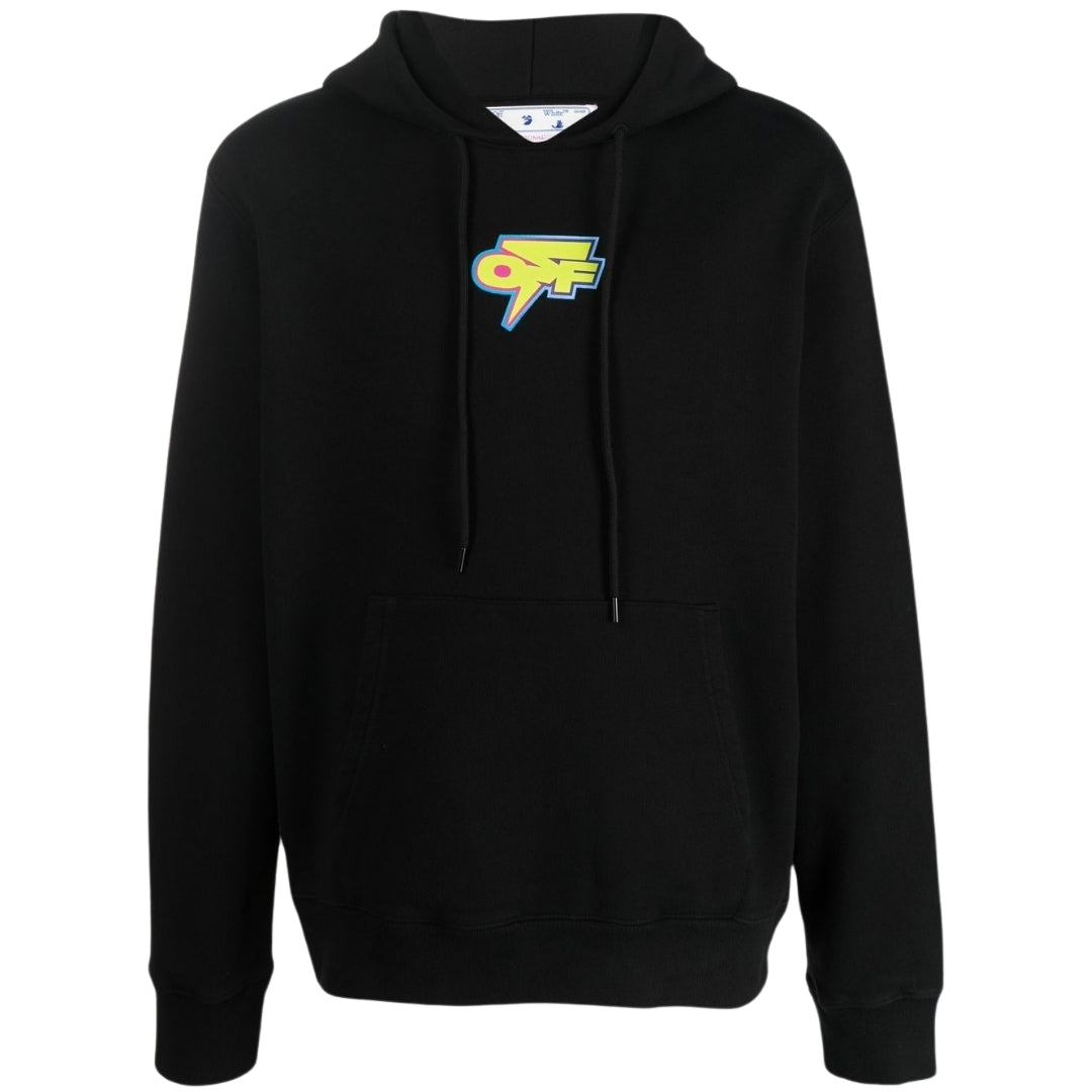 Gebroken witte zwarte slim-fit hoodie met Dedrade Thunder-logo