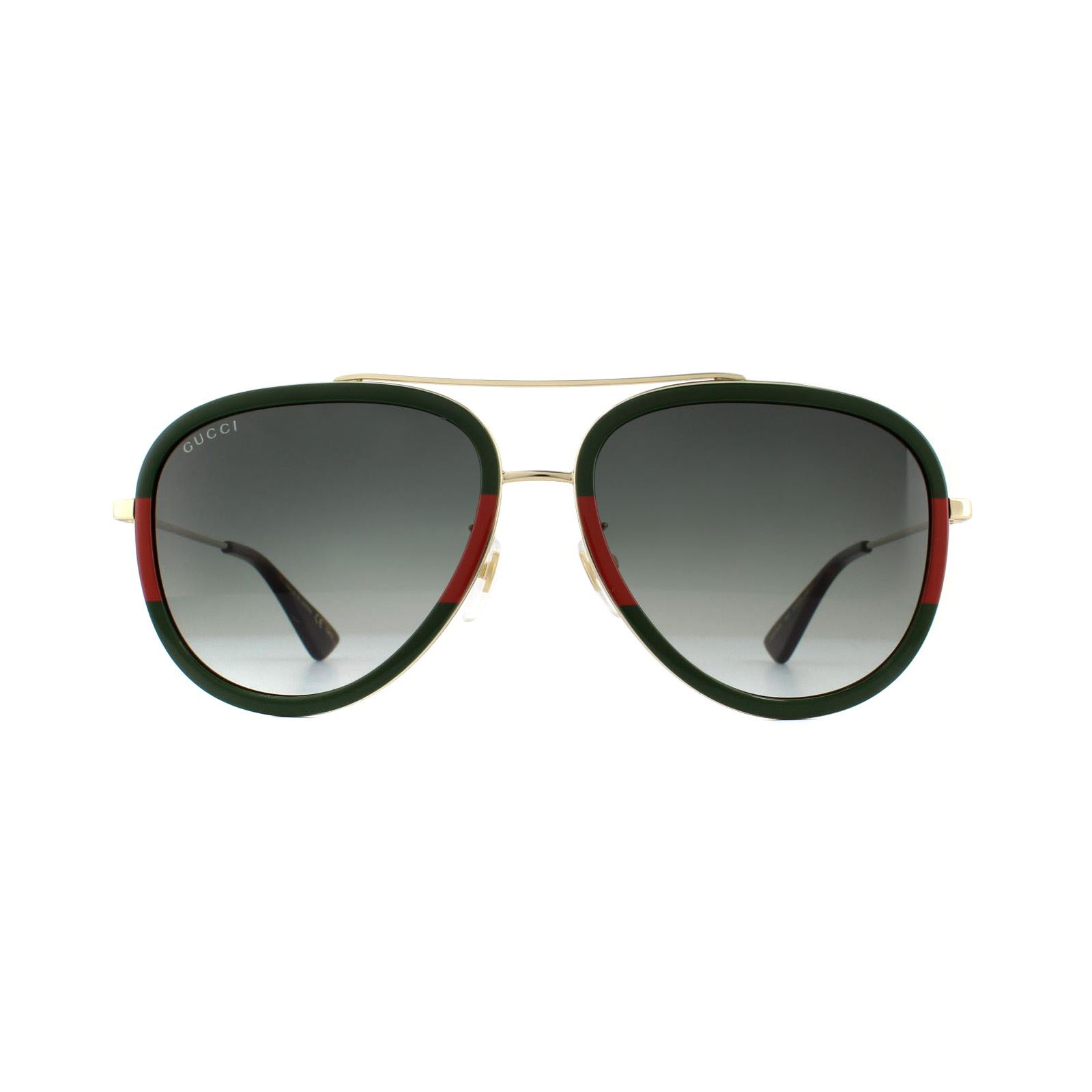 Gucci Zonnebril GG0062S 003 Goud Groen Rood Groen Verloop