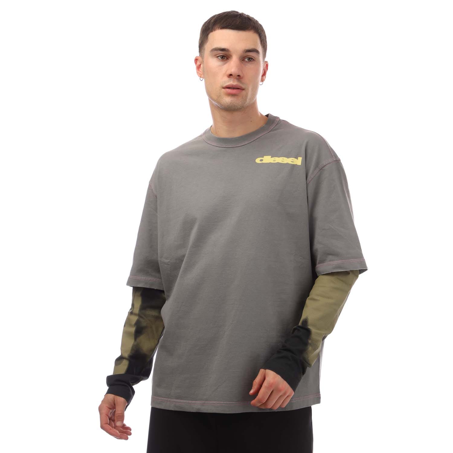 Heren Diesel T-Wesher-N3 T-Shirt in Grijs - maat L