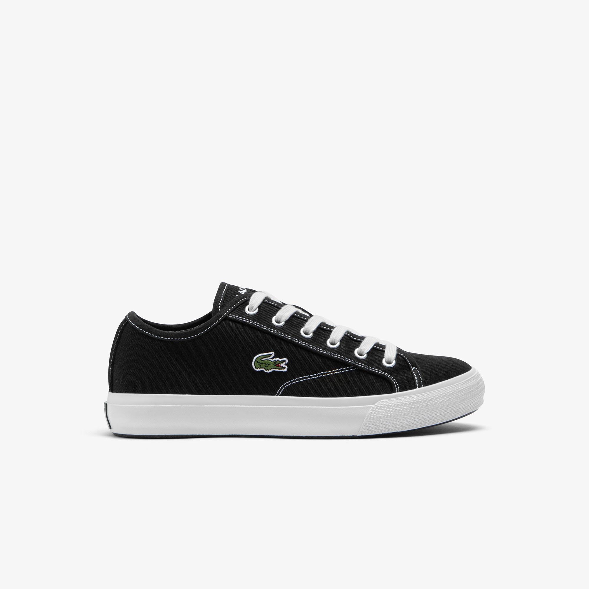 Heren Lacoste Backcourt Canvas Low Trainers in Zwart - maat EU 41 / UK 7.5