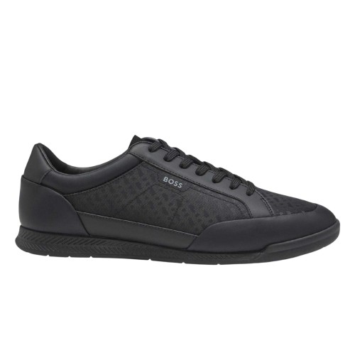 Hugo Boss Nitan Lederen Sportschoenen voor Volwassenen (Zwart) - maat EU 42 / UK 8