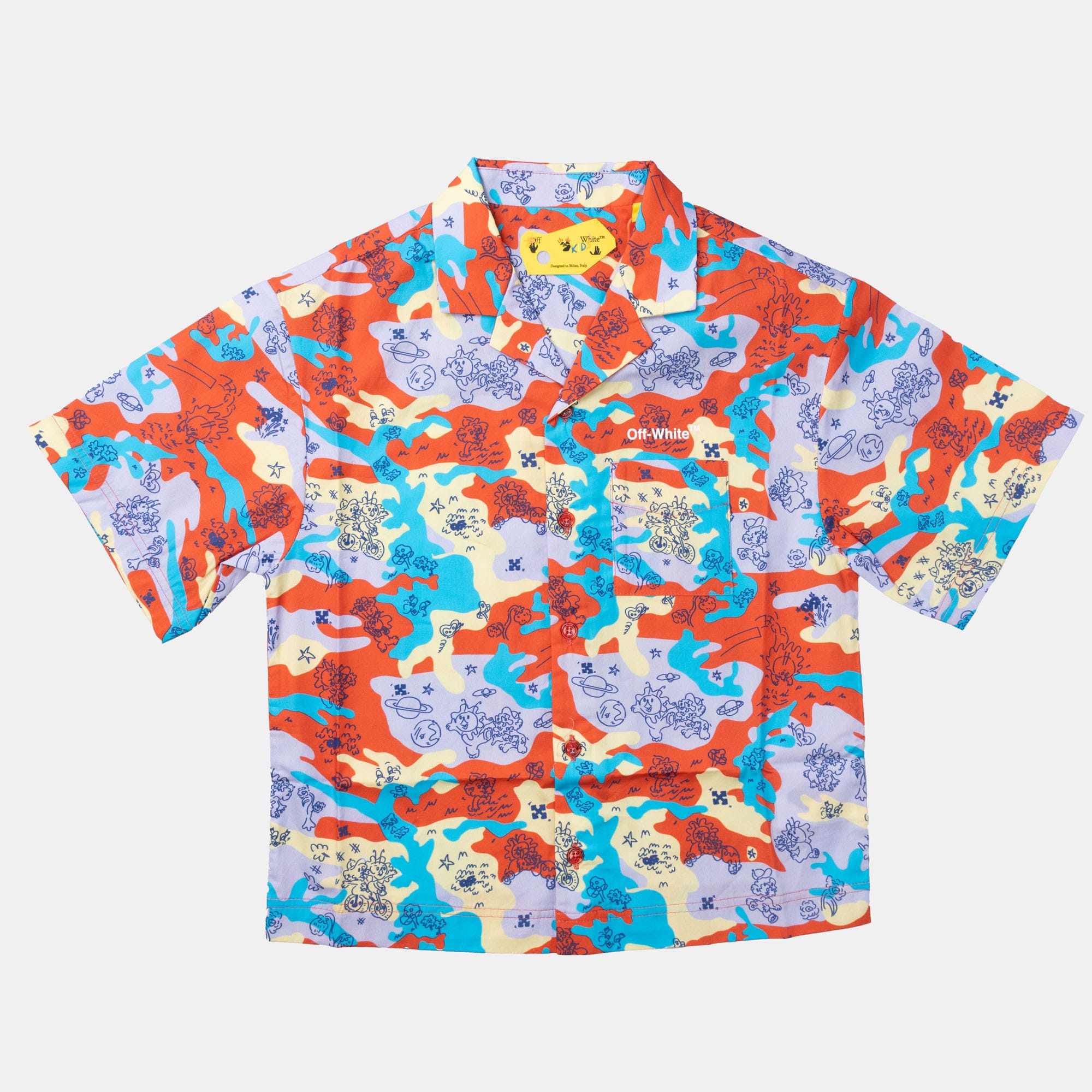 Jongens Off White Juniors Puzzleflage Bowling Shirt in Multi kleur