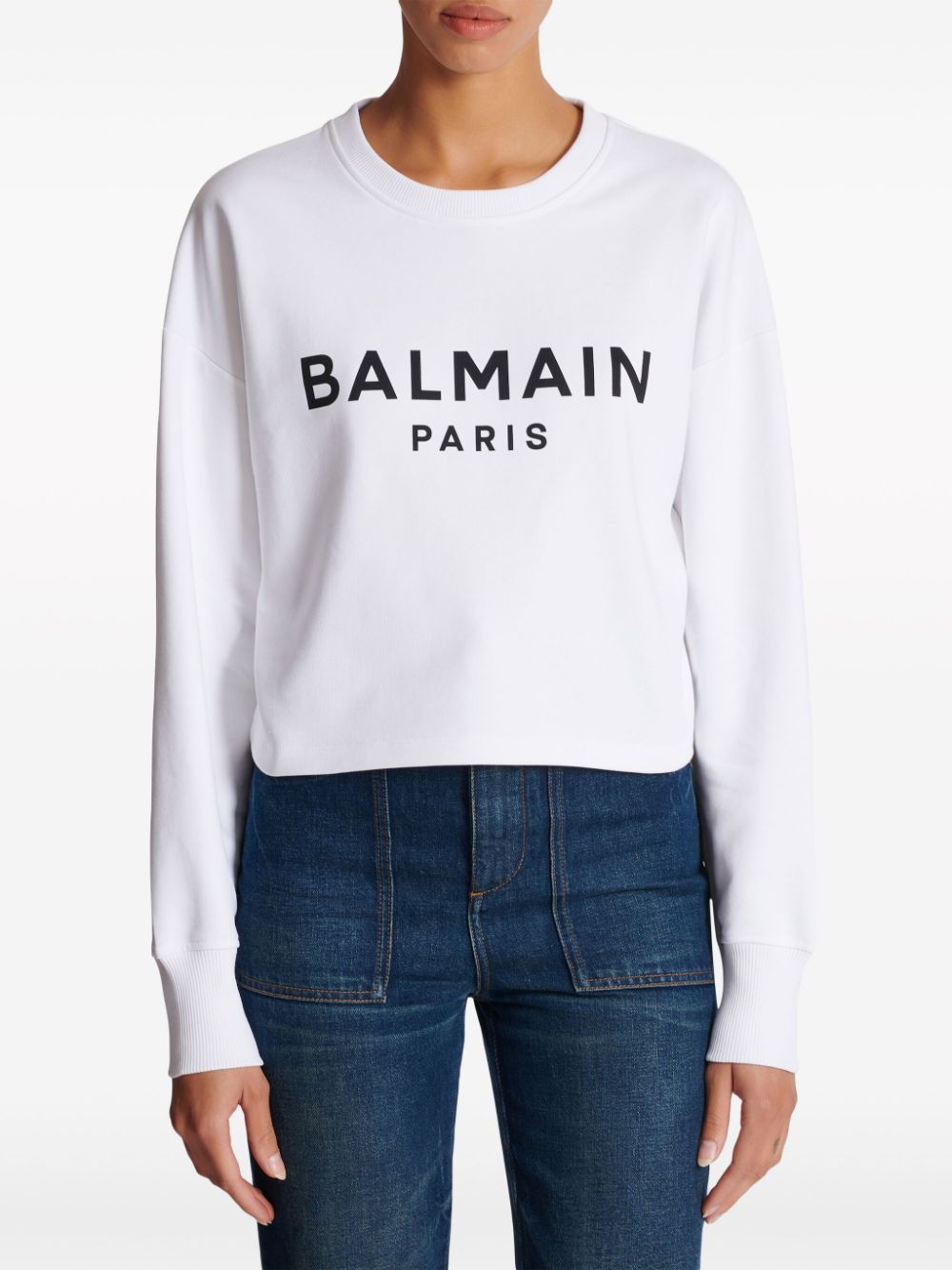 Logo Organic Cotton Cropped Sweatshirt - maat M