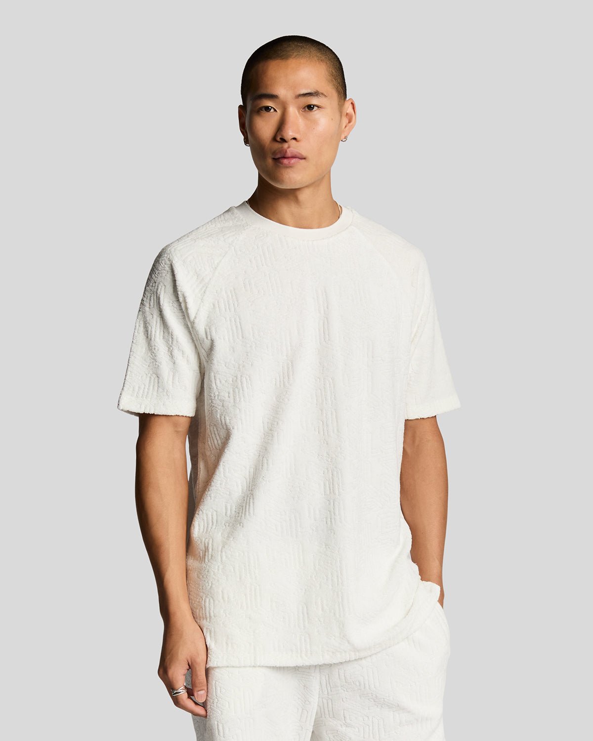 Lyle & Scott Emblem Handdoek T-shirt - Off-White - maat XS