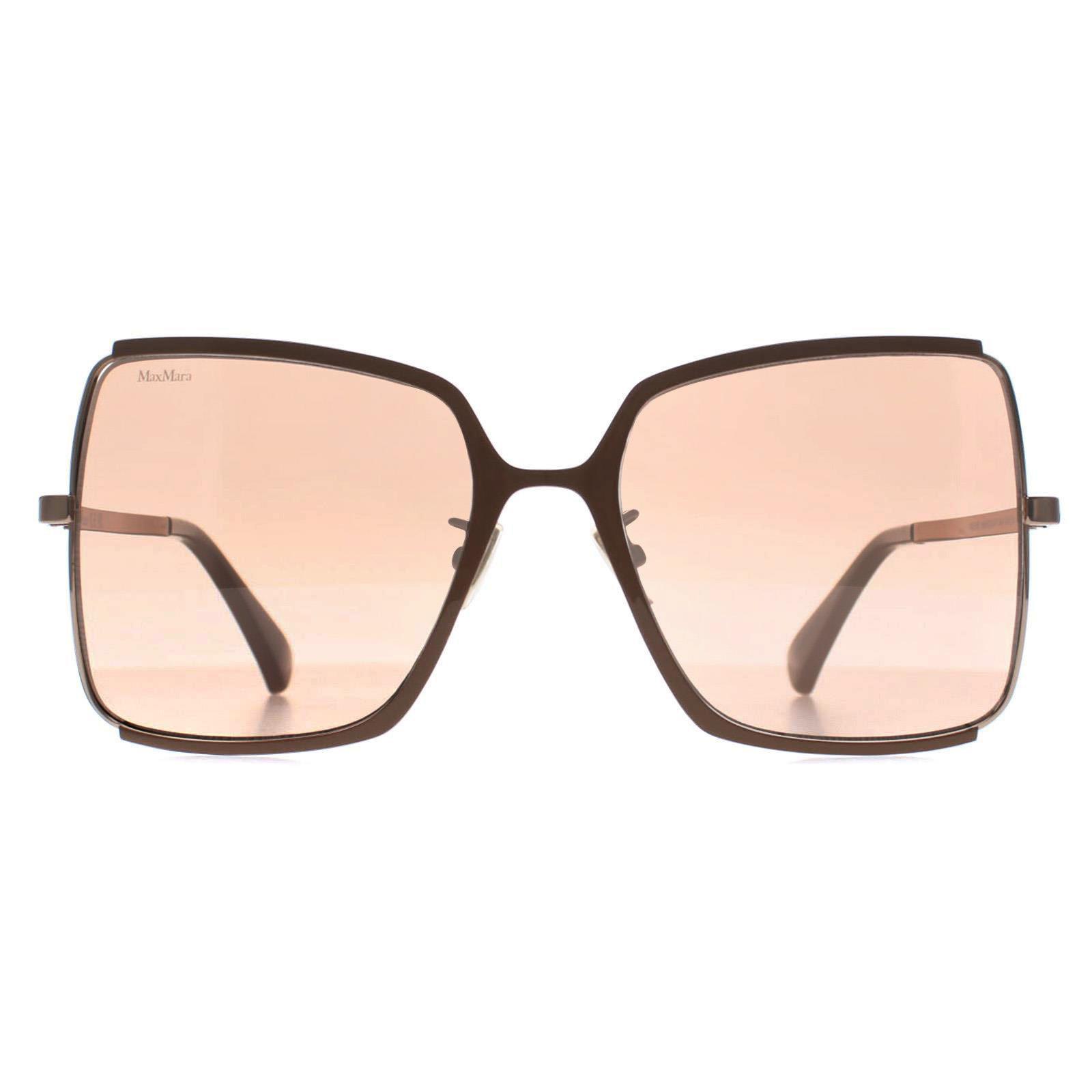 Max Mara Vierkant Dames Glimmend Licht Brons Roviex Bruin Verloop MM0070-H - maat One Size