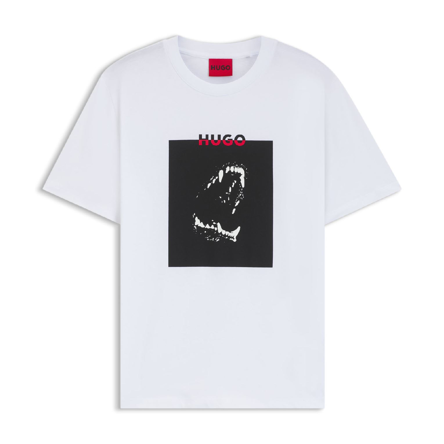 Men's Hugo Boss Dobero Doberman Print T-Shirt in White - maat 2XL