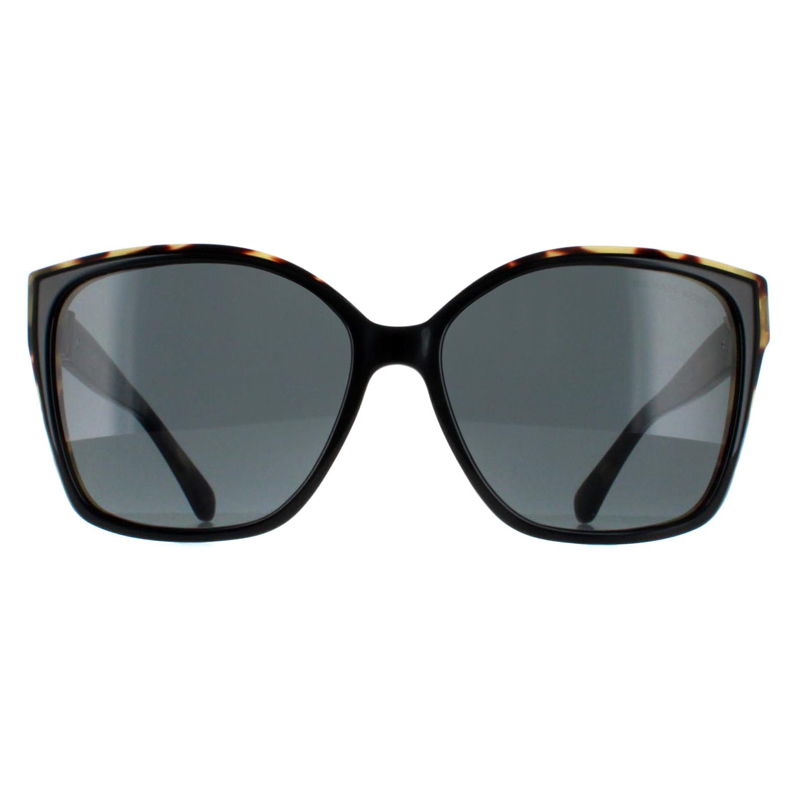 Michael Kors MK2201 Malia 395087 bi layer zwart en amber tortoise donkergrijs zonnebril - maat One Size