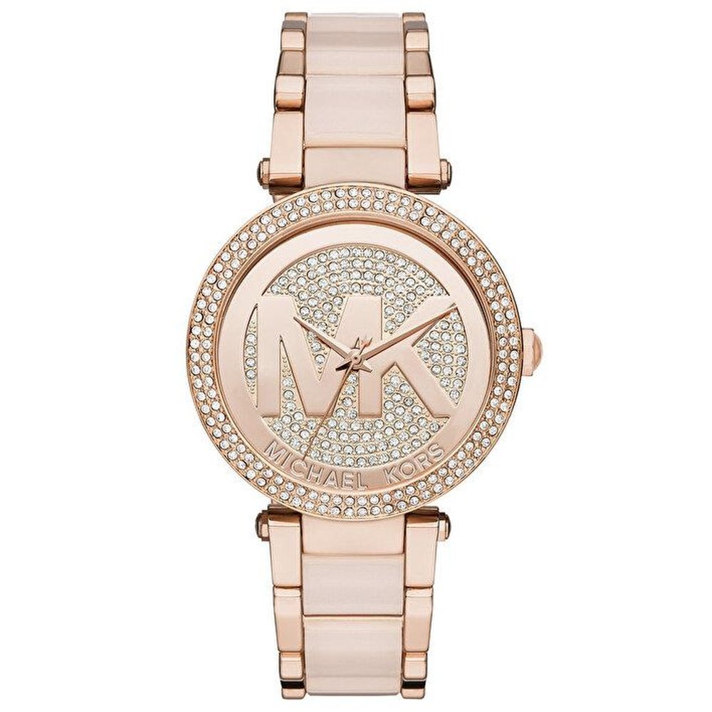 Michael Kors MK6176 Parker Crystal Pave Logo Dial Dames 39mm Horloge - maat One Size