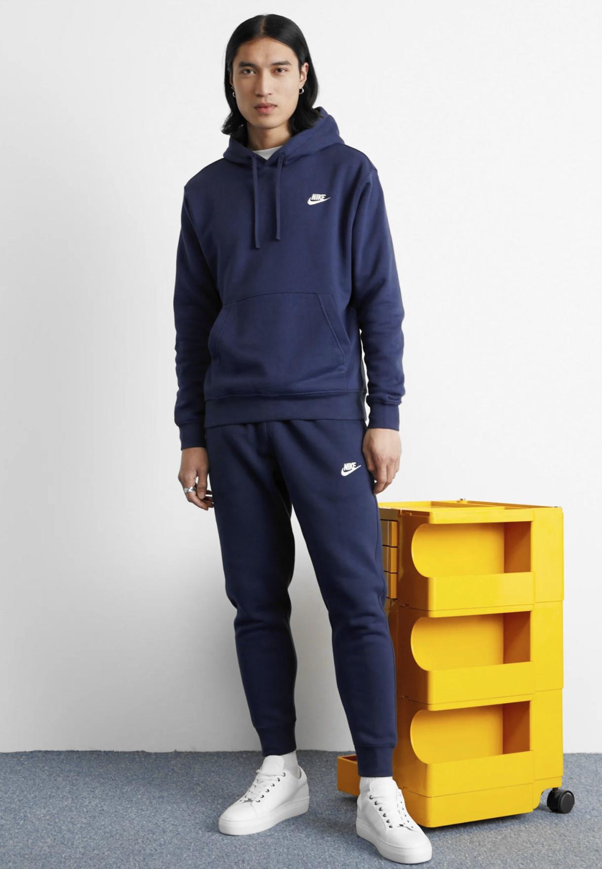 Nike Heren Sportswear Club Fleece Hooded Tracksuit in Navy - maat L