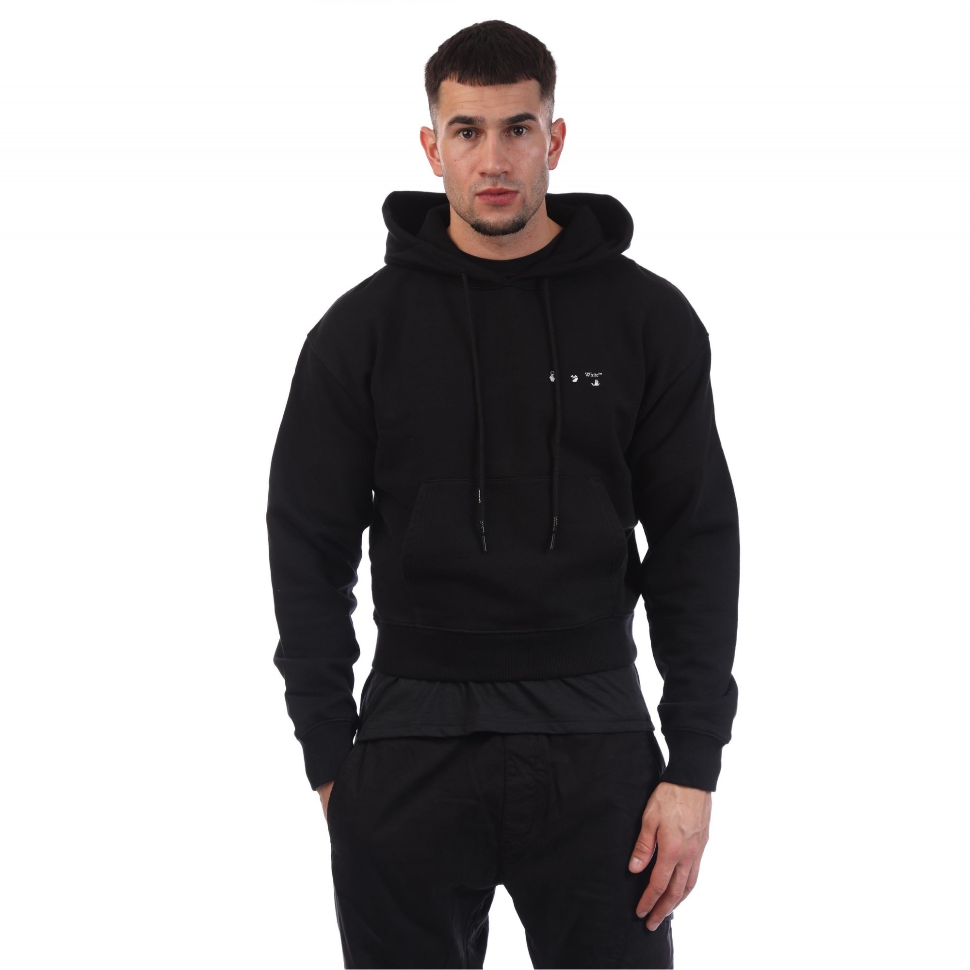 Off White Heren Caravaggio Hoodie met rugprint (Zwart)