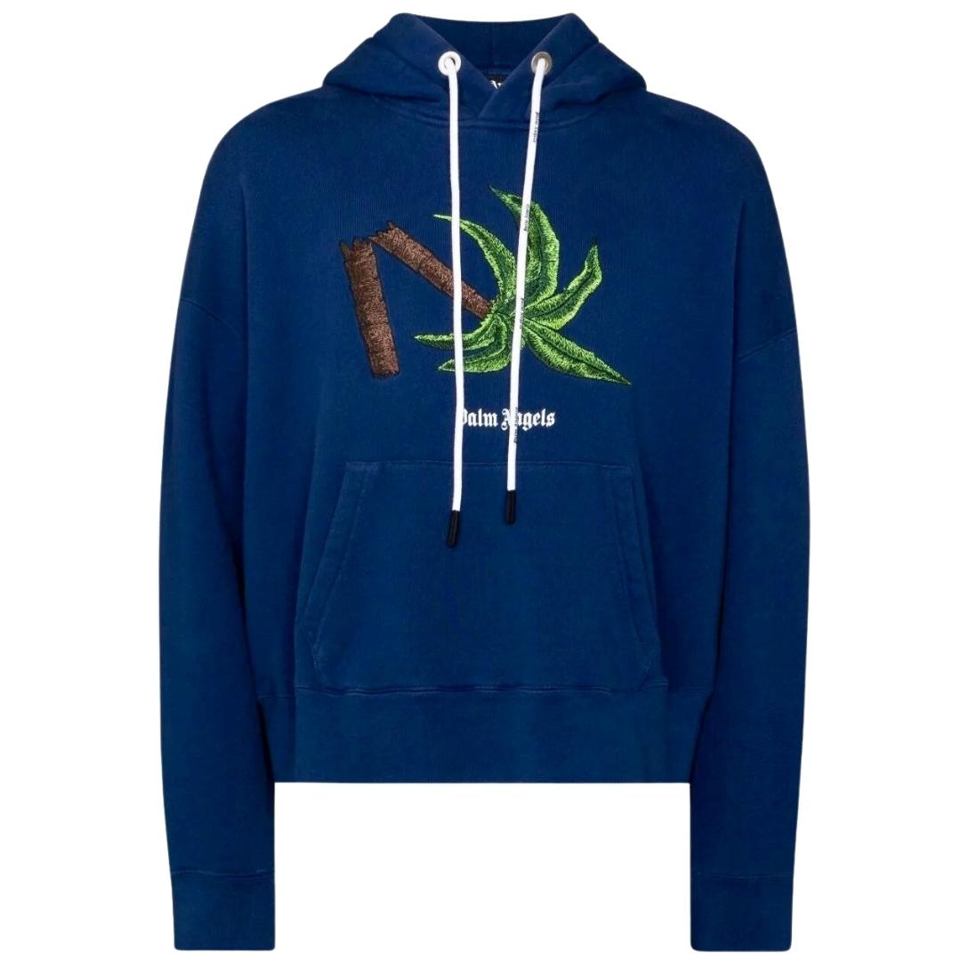 Palm Angels Broken Palm Tree Blue Hoodie - maat S