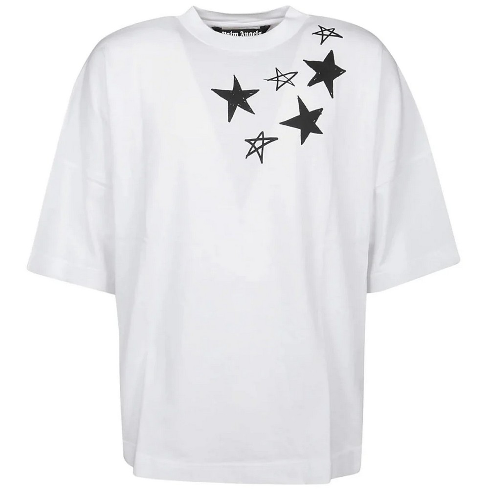 Palm Angels Heren Shooting Star Logo Oversized T-Shirt (Wit) - maat S