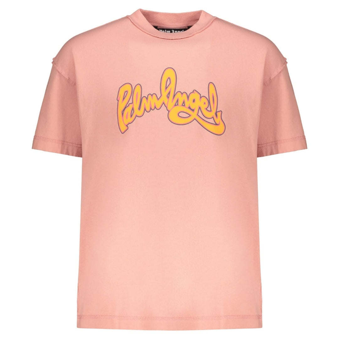 Palm Angels seizoenslogo Insideout roze T-shirt - maat XL
