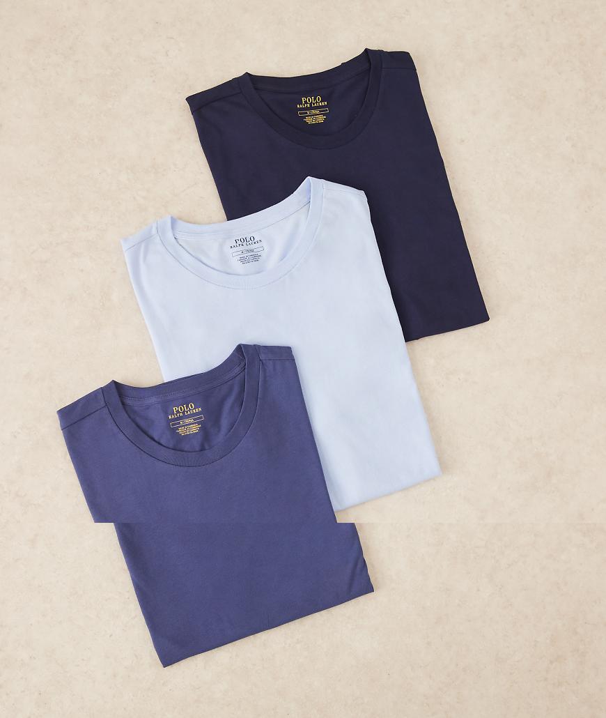 Polo Ralph Lauren - 3er-Pack Lounge-T-Shirts in Marineblau/Blau mit Logo-Symbol