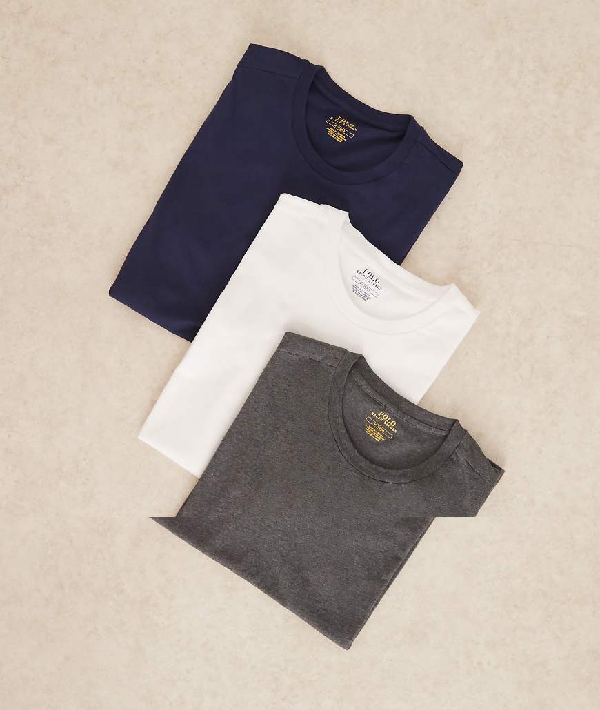 Polo Ralph Lauren - 3er-Pack T-Shirts in Grau, Weiß und Marineblau-Bunt