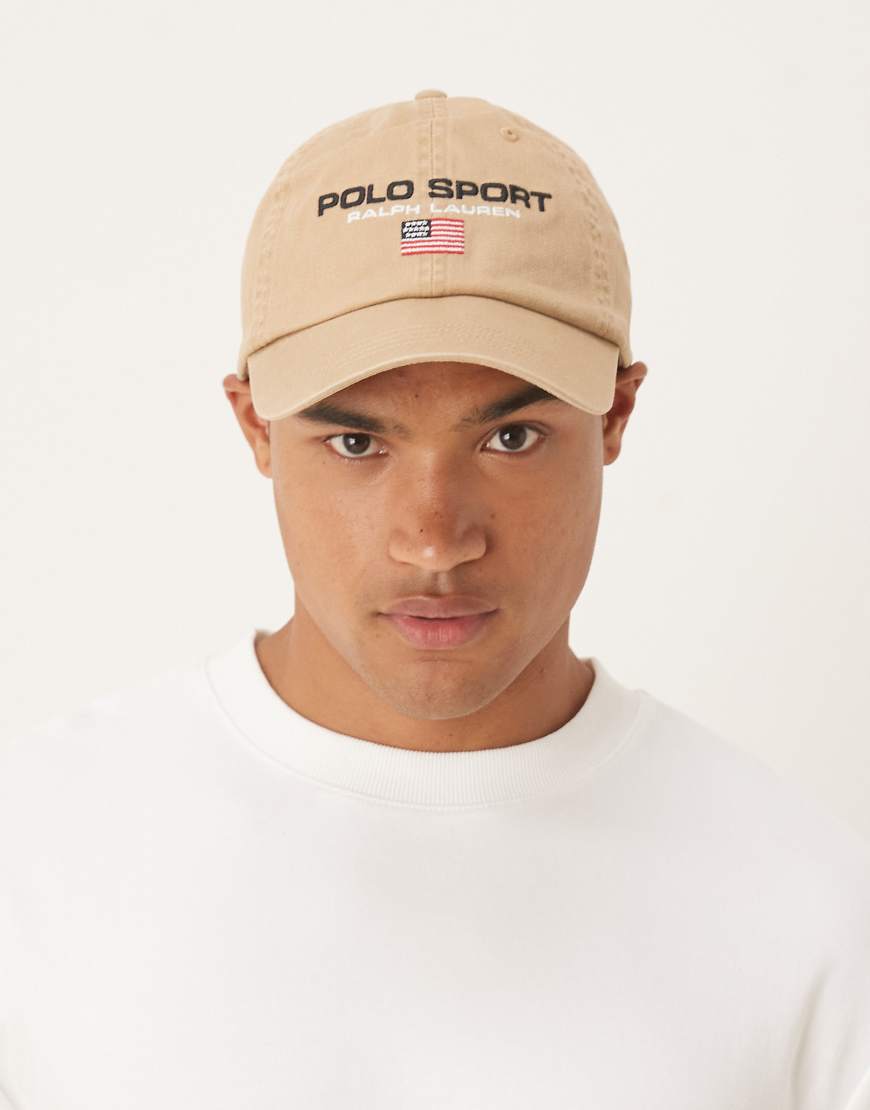 Polo Ralph Lauren - Sport Capsule - Unisex-Baseballkappe aus Twill in Hellbraun mit Flaggenlogo-Brown