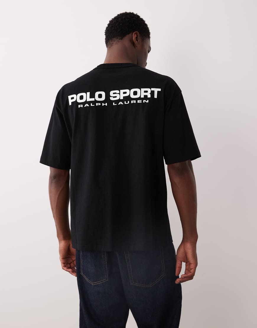 Polo Ralph Lauren - Sport - Schweres Relaxed-Fit-T-Shirt in Schwarz mit Rückenprint