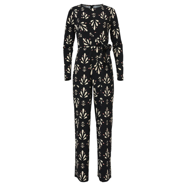 Smashed Lemon Zwart en wit ornamentaal print jumpsuit in travelkwaliteit | - maat L