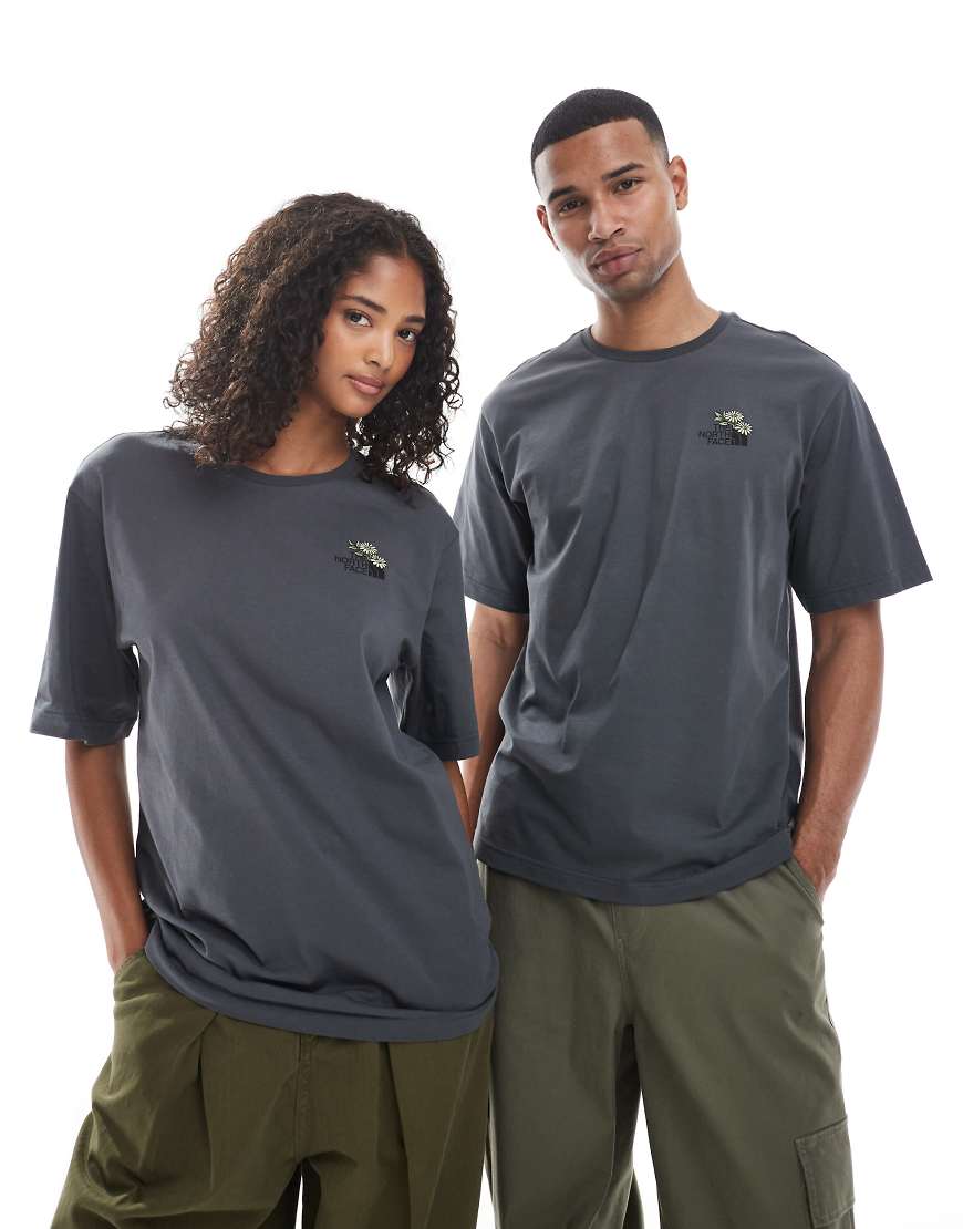 The North Face - Flower Dome - Unisex-T-Shirt in verwaschenem Grau mit Logo