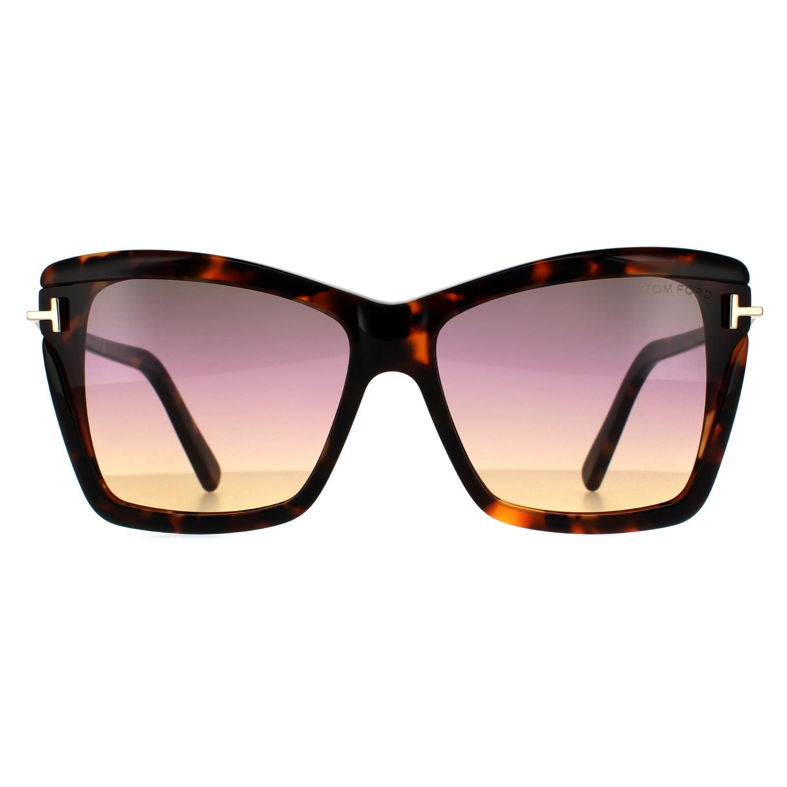 Tom Ford zonnebril Leah FT0849 55B Gekleurde Havana Smoke Gradiënt