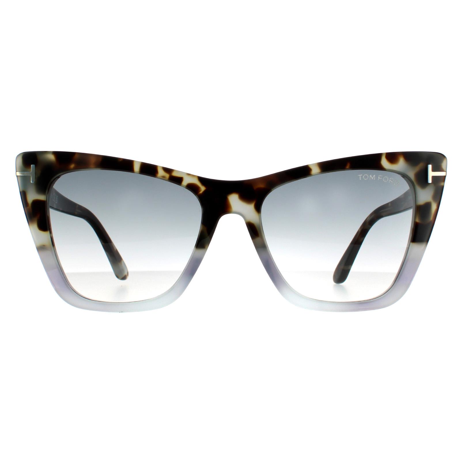 Tom Ford zonnebril Poppy FT0846 55B Gekleurde Havana Gray Gradiënt