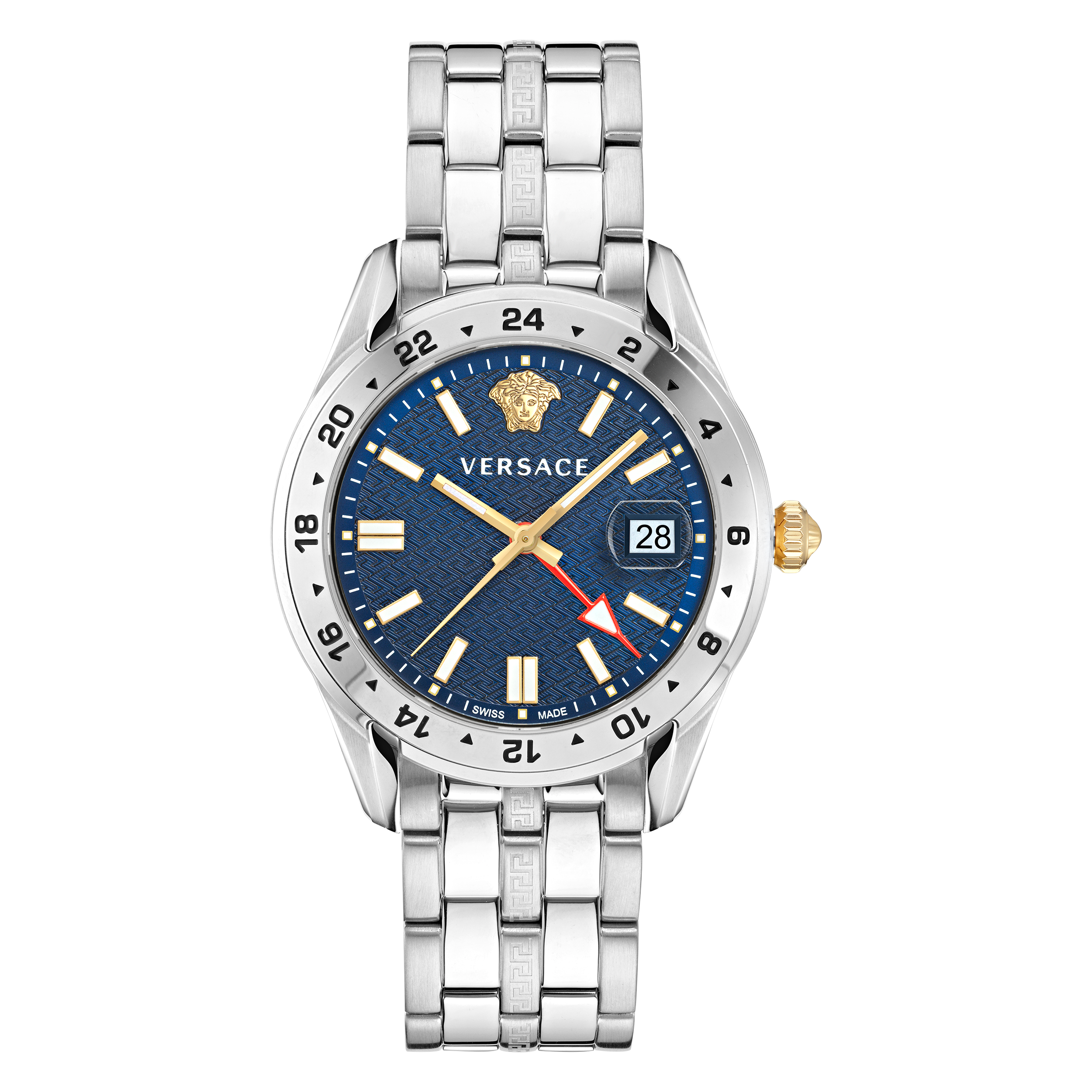 Versace Greca Time Gmt Heren Horloge Zilverkleurig VE7C00523 - maat One Size