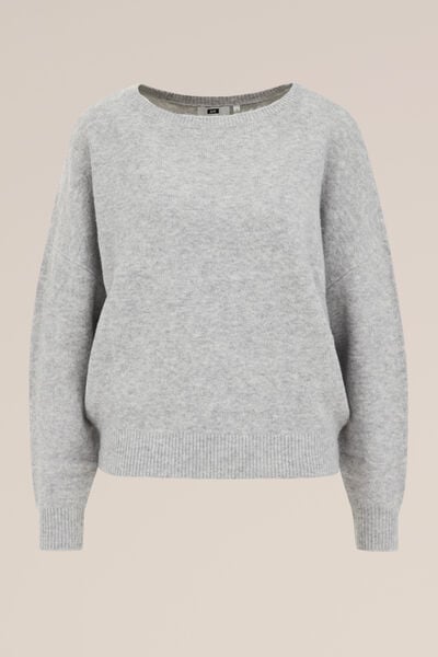 WE Fashion - Dames oversized trui - Oversized - Lichtgrijs gemeleerd - Maat: XL