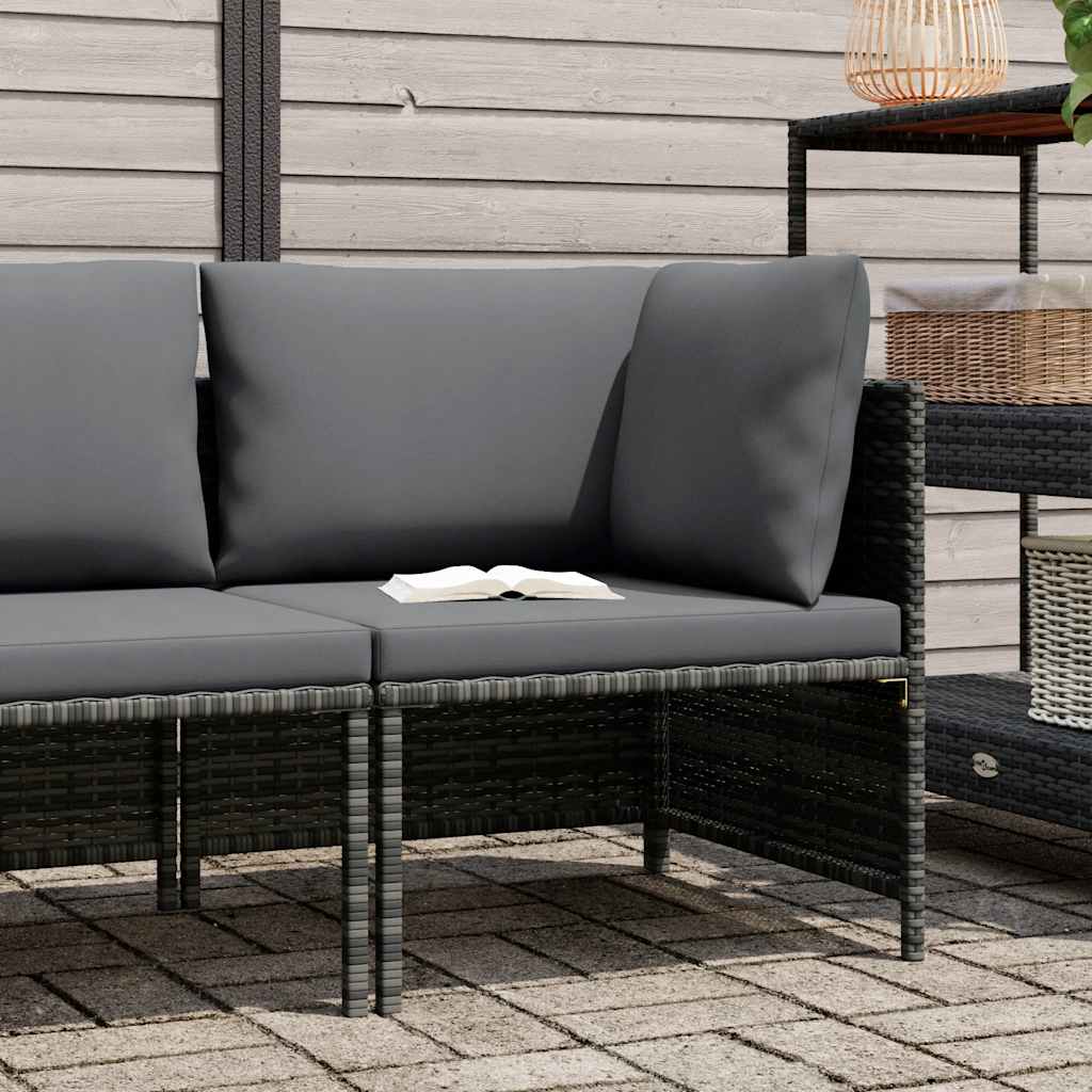 vidaXL Hoekbank sectioneel met kussens poly rattan grijs