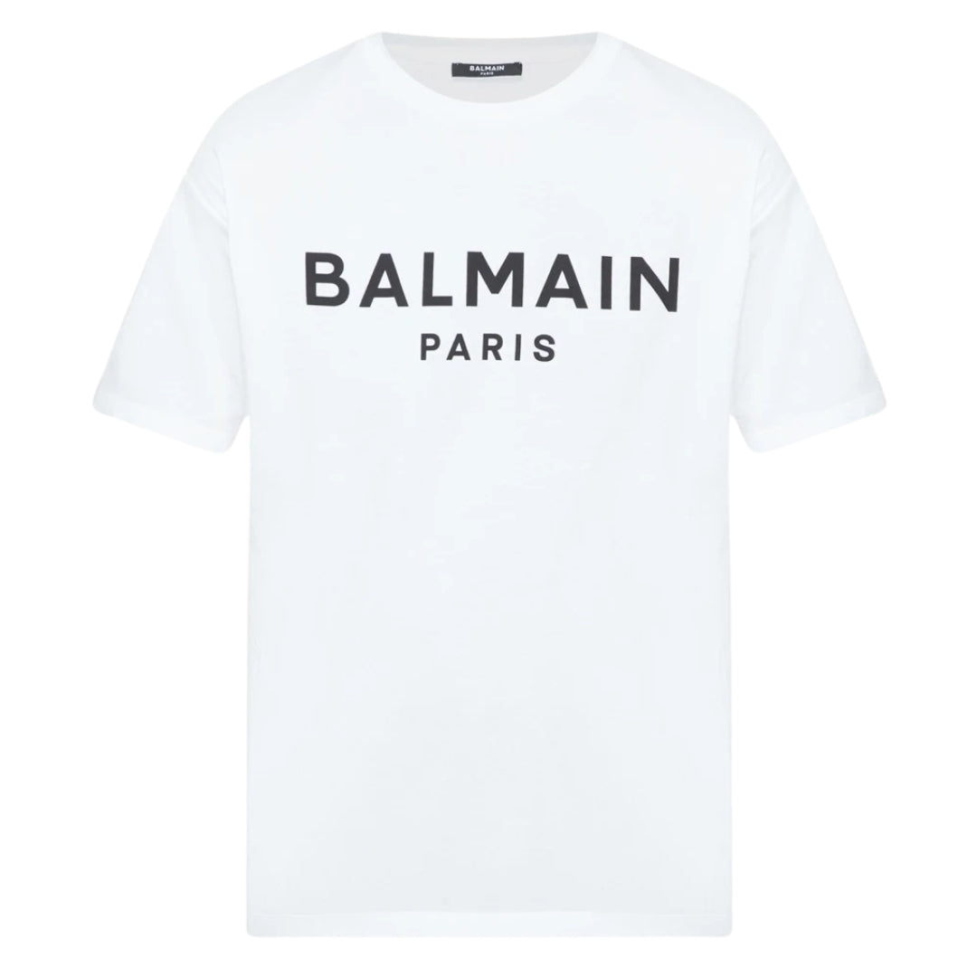 Balmain Paris Bold Brand Logo Wit T-shirt