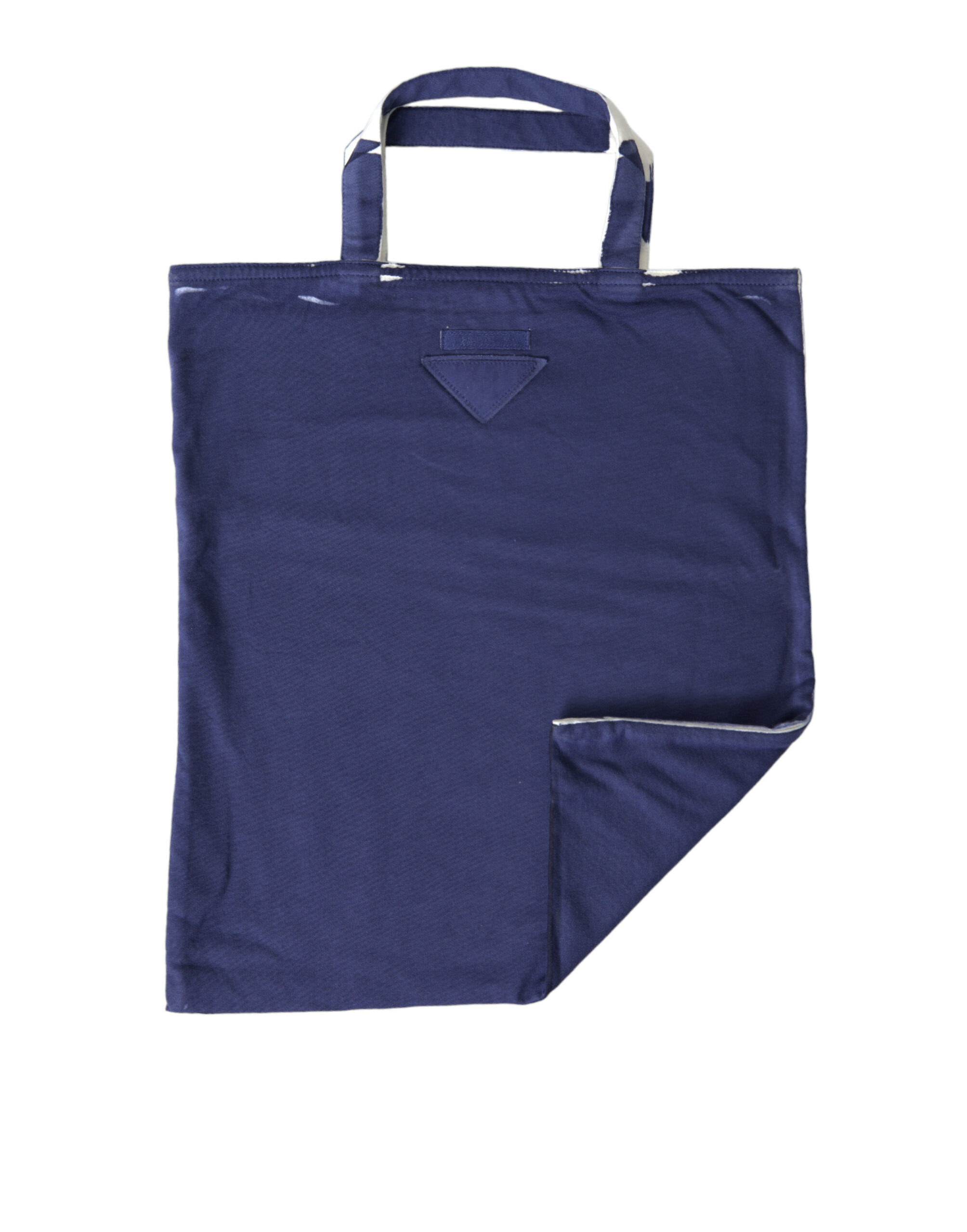 Blauwe Jersey Stof Logo Schouder Shopper Tas