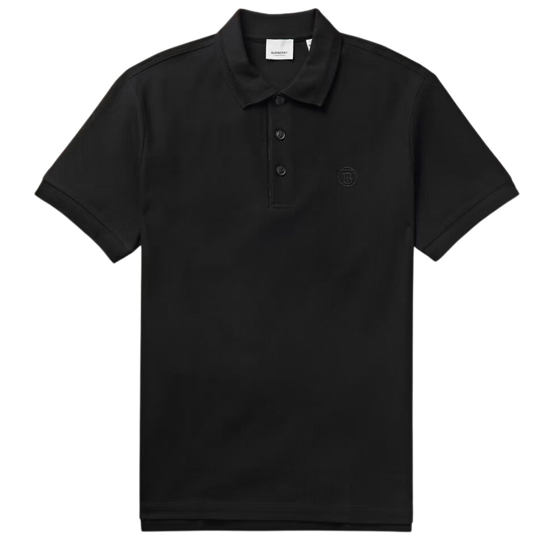 Burberry Branded Circle Logo Black Polo Shirt