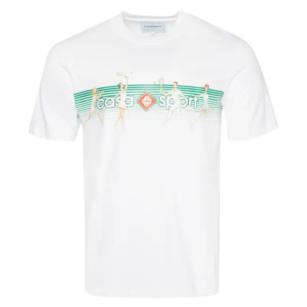 Casablanca Speels Strepen Design Wit T-shirt