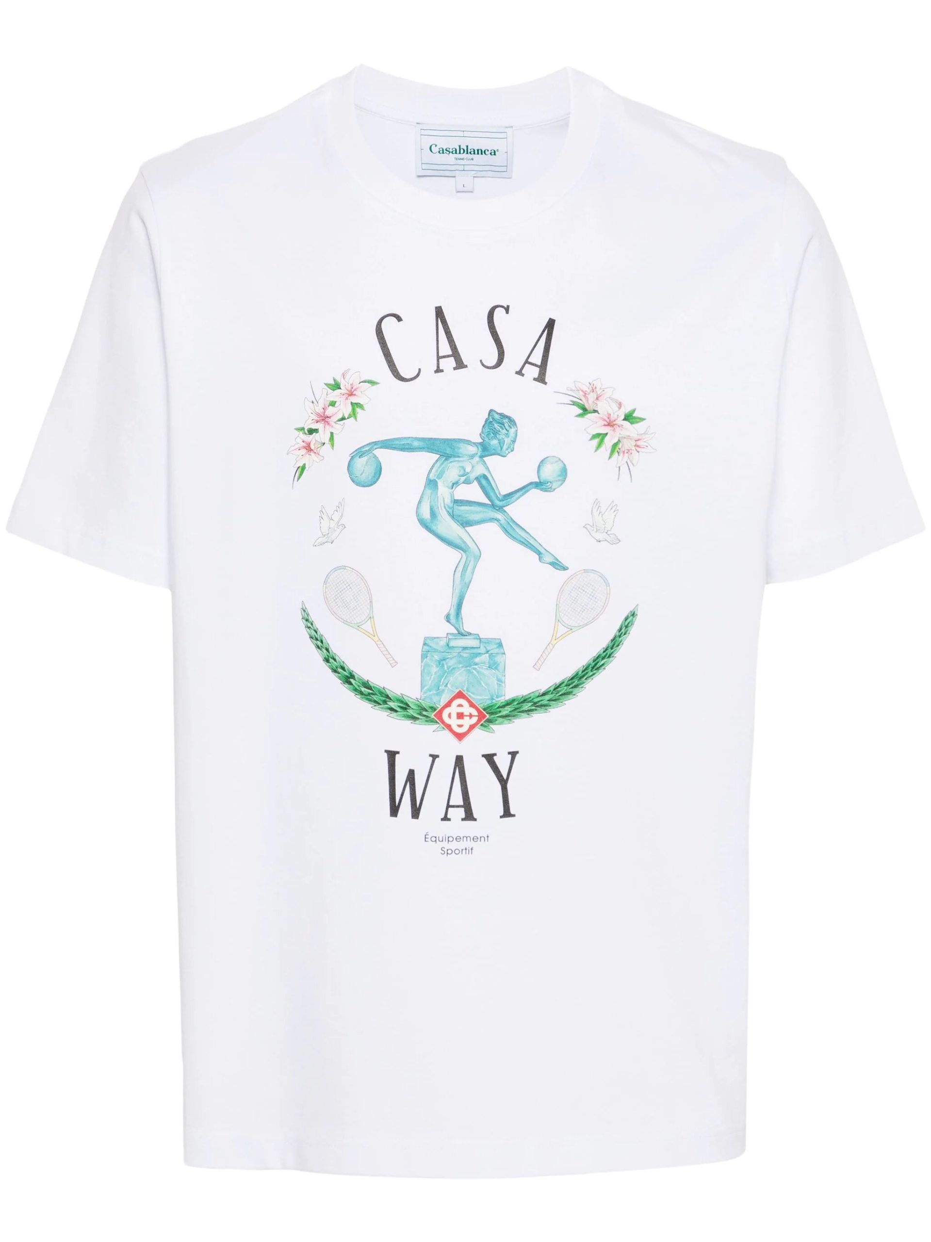 Casablanca Statue En Marbe Bedrukt T-shirt in Wit