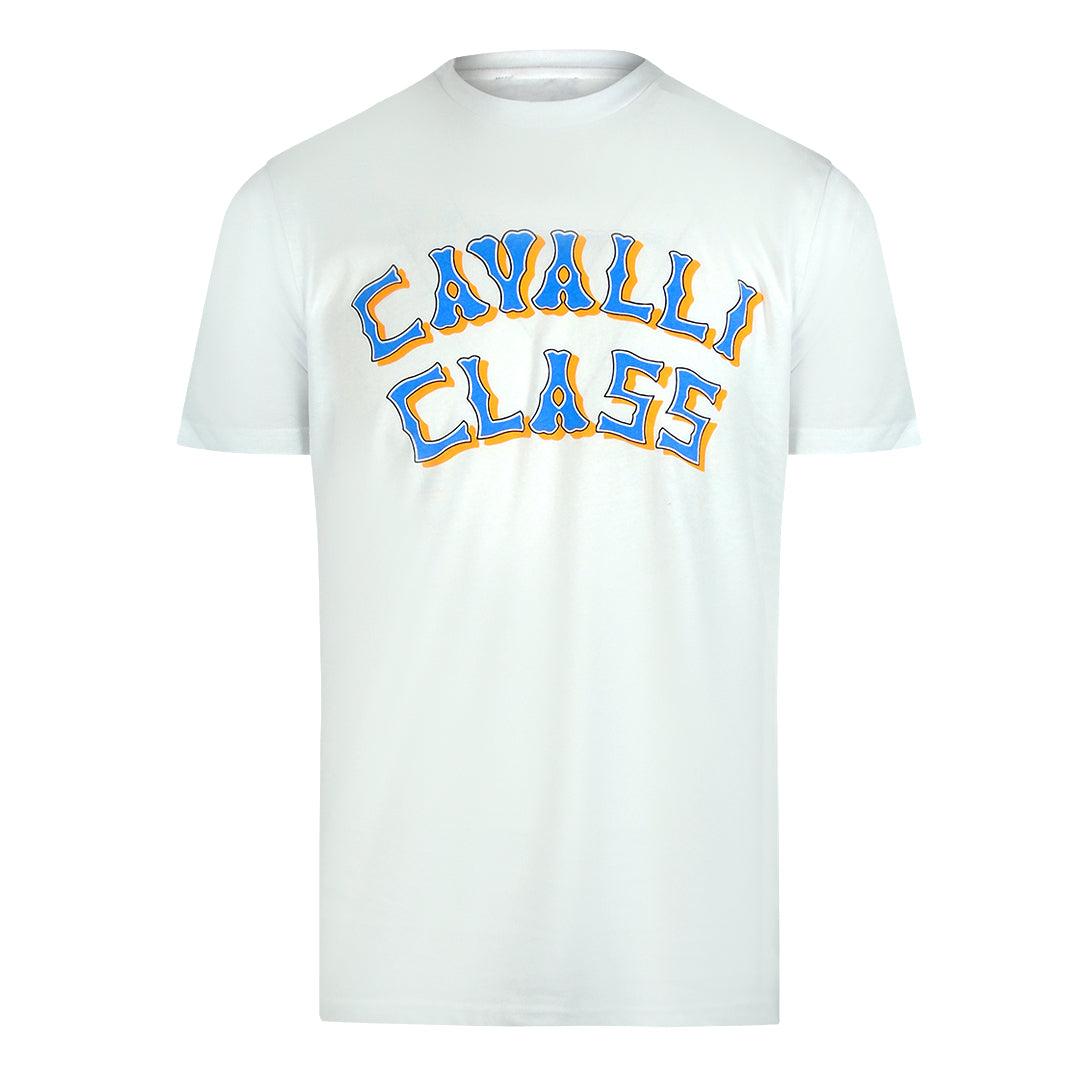 Cavalli Class Gelaagd Logo Off-white T-shirt