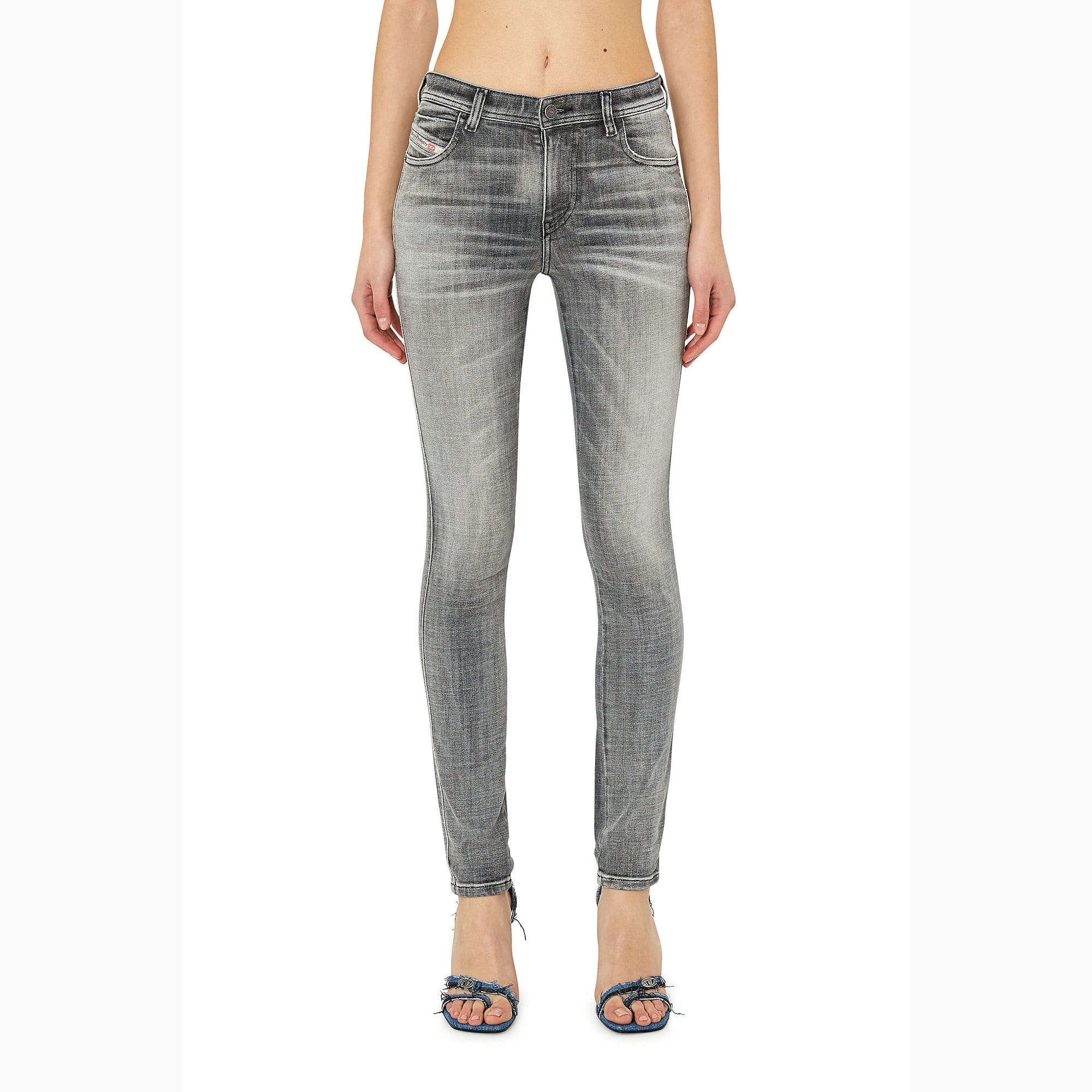 Dames Diesel 2015 Babhila Skinny-Fit Jeans in Zwart Grijs