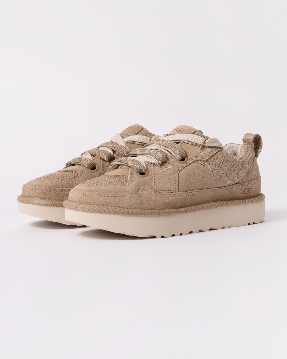 Dames Dubbele Kant Suède Sneakers in Beige