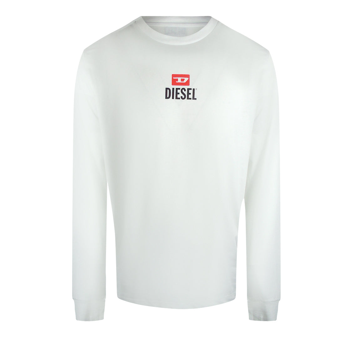Diesel New D Logo Wit T-shirt Met Lange Mouwen