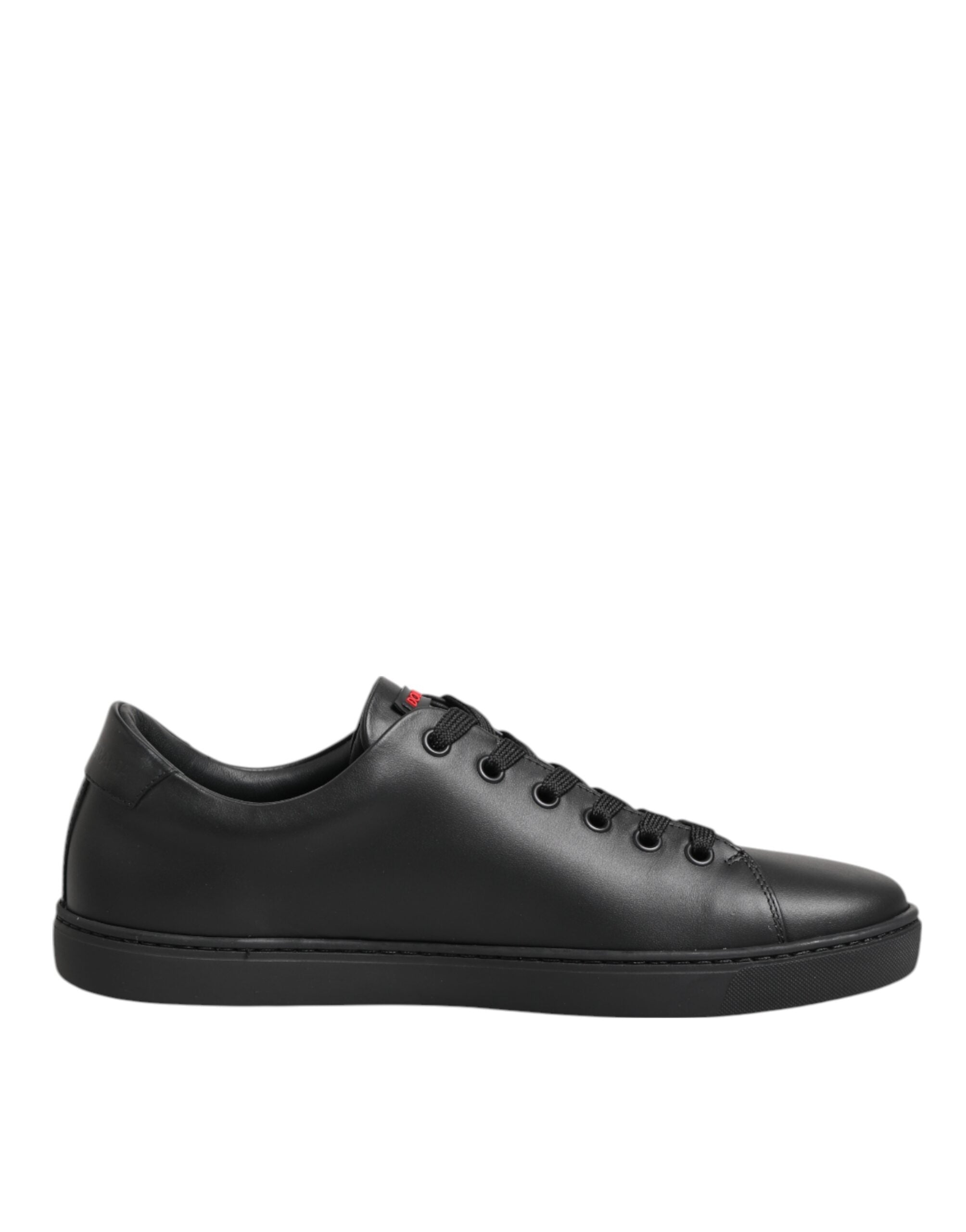 Dolce & Gabbana Zwarte Leren Kristallen Hart Lage Sneakers Schoenen
