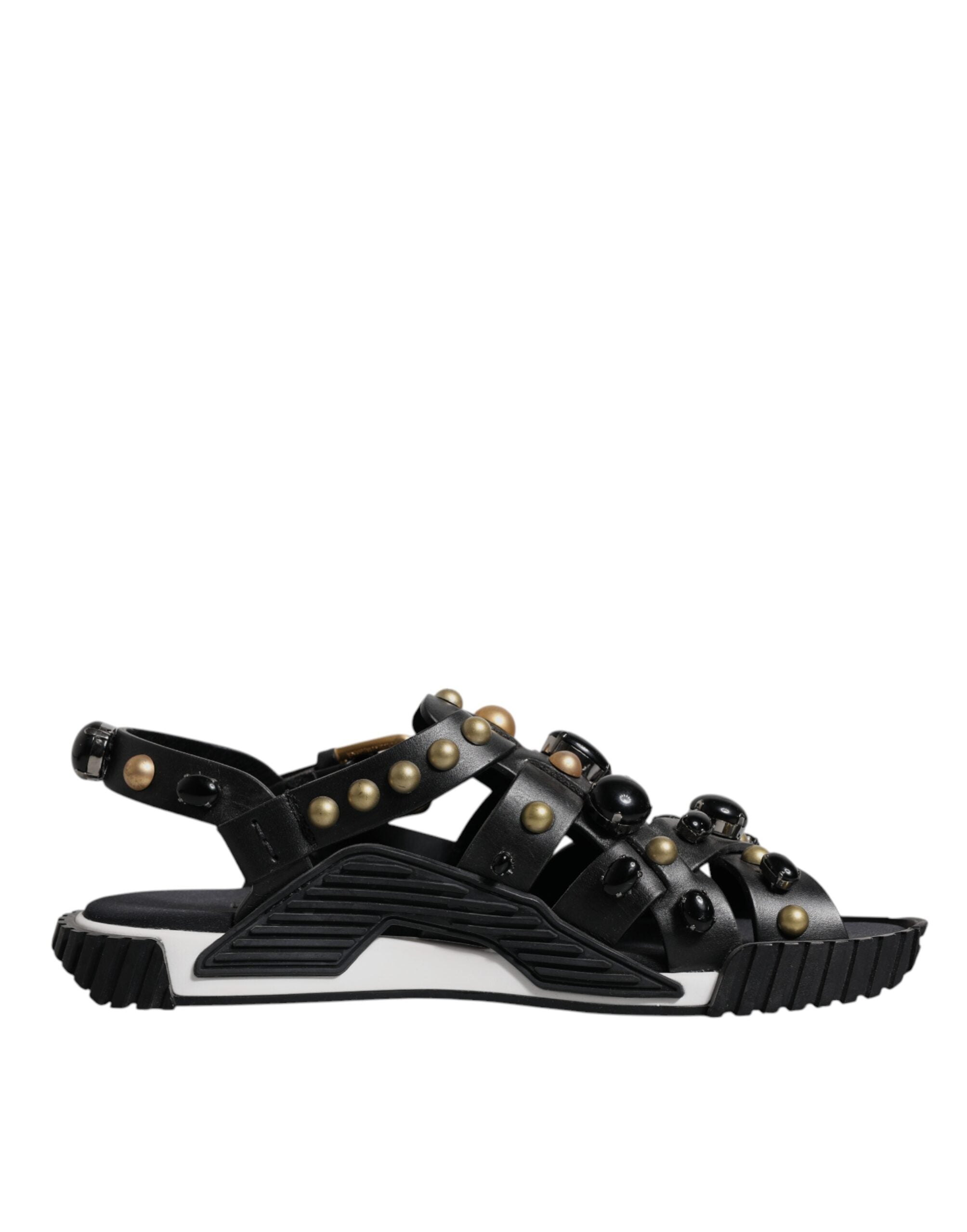 Dolce & Gabbana Zwarte Leren Studded Slippers Sandalen Schoenen