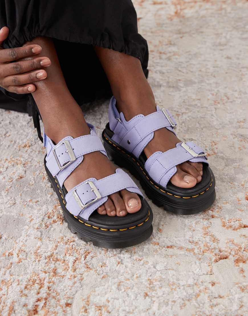 Dr. Martens - ZebZag - Wildleder-Sandalen in Kornblumenblau