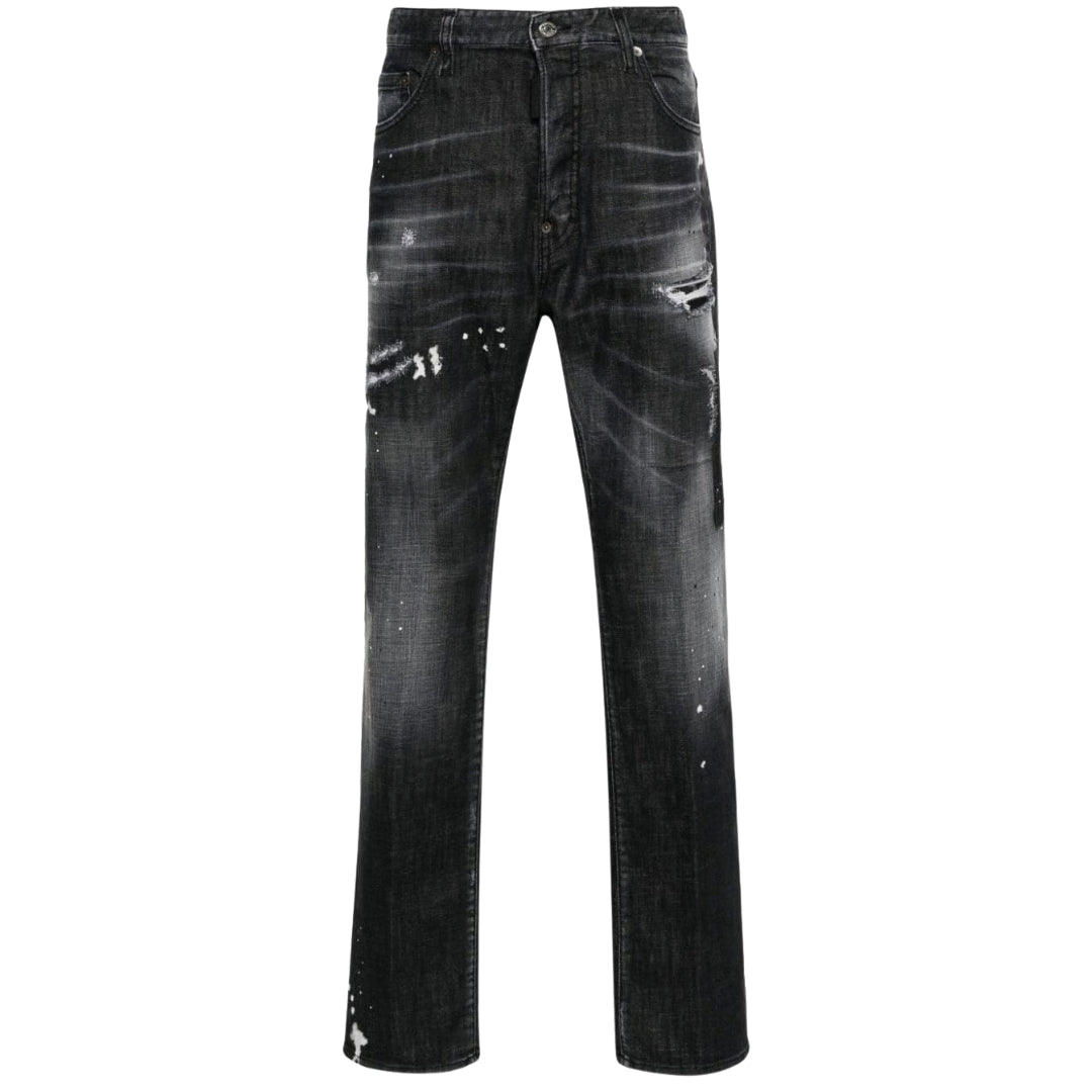 Dsquared2 642 Denim Paint Splash Zwarte Denim Broek Heren