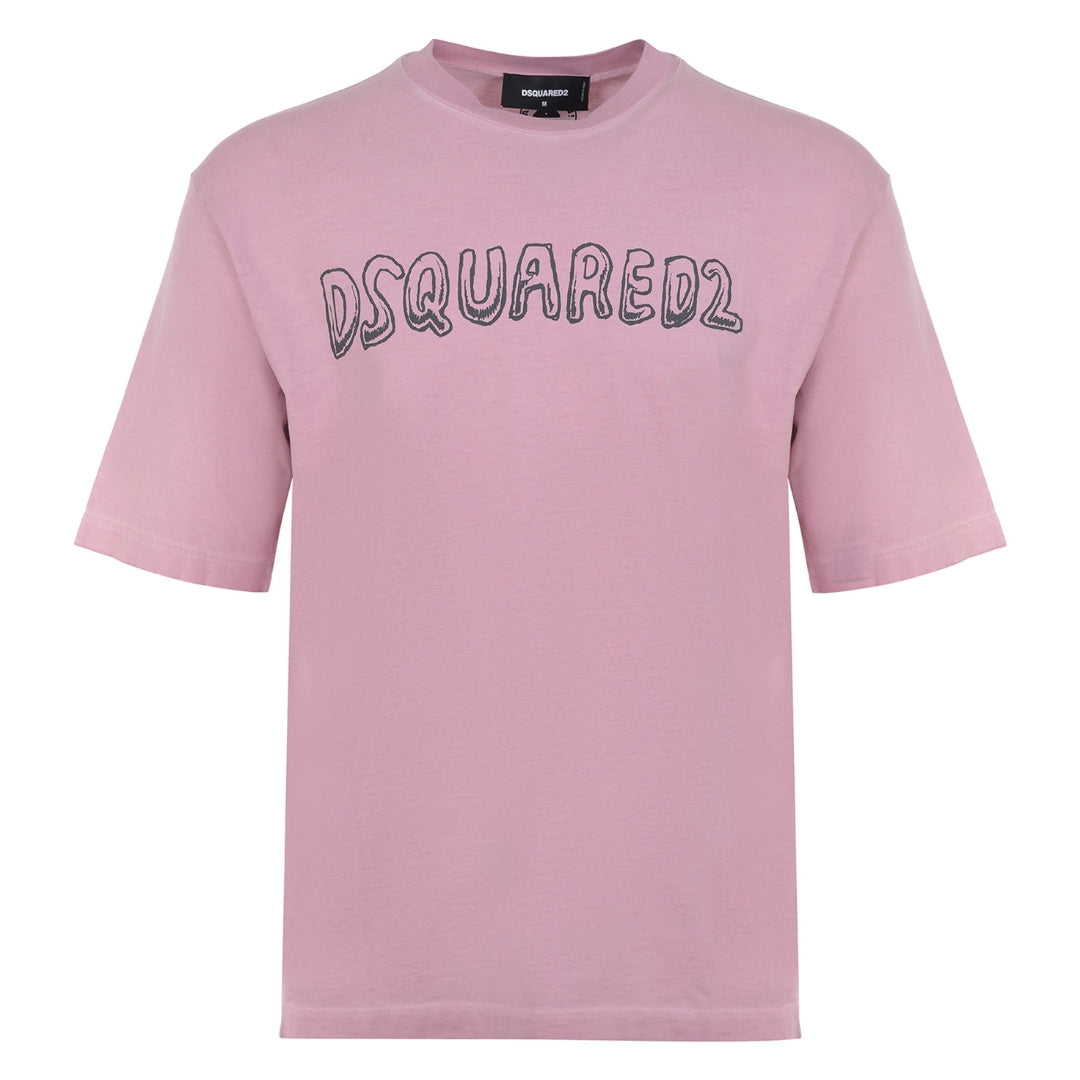 Dsquared2 Best Fade Loose Fit Cartoon Logo T-shirt Dusty Antic Rose