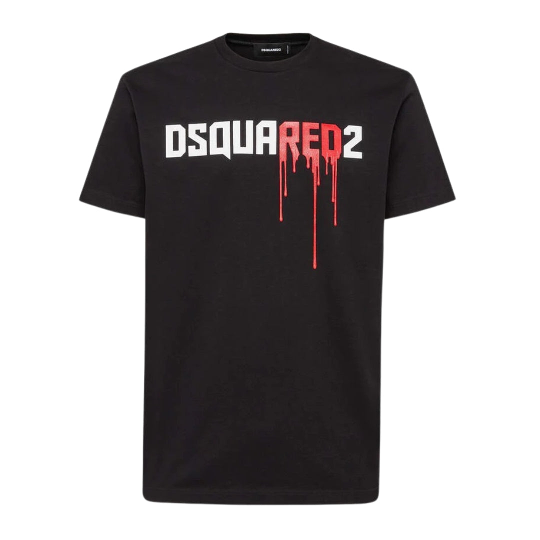 Dsquared2 Bloody Red Logo Zwart T-shirt