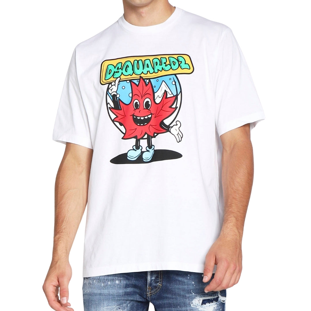 Dsquared2 Maple Leaf op de voorkant wit T-shirt