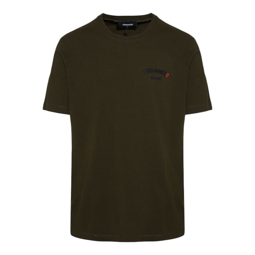 Dsquared2 Regular Fit T-shirt Met Rubberen Logo In Militaire Groene Kleur