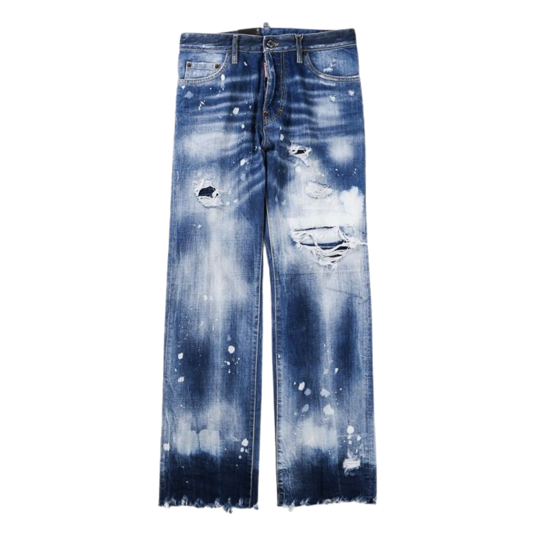 Dsquared2 Roadie Jean Blauwe Versleten Denim Broek