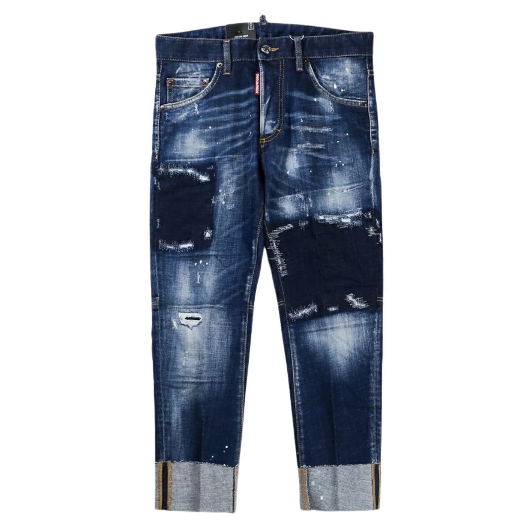 Dsquared2 Sailor Jean Donkerblauwe Patch Denim Broek