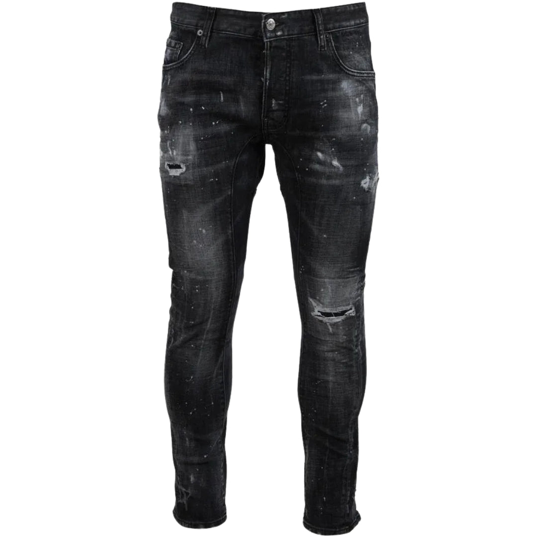 Dsquared2 Tidy Biker Jean Zwarte Destroyed Denim Jeans